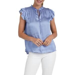 NEW LOVE TOKEN agatha ruffle sleeve top in blue
